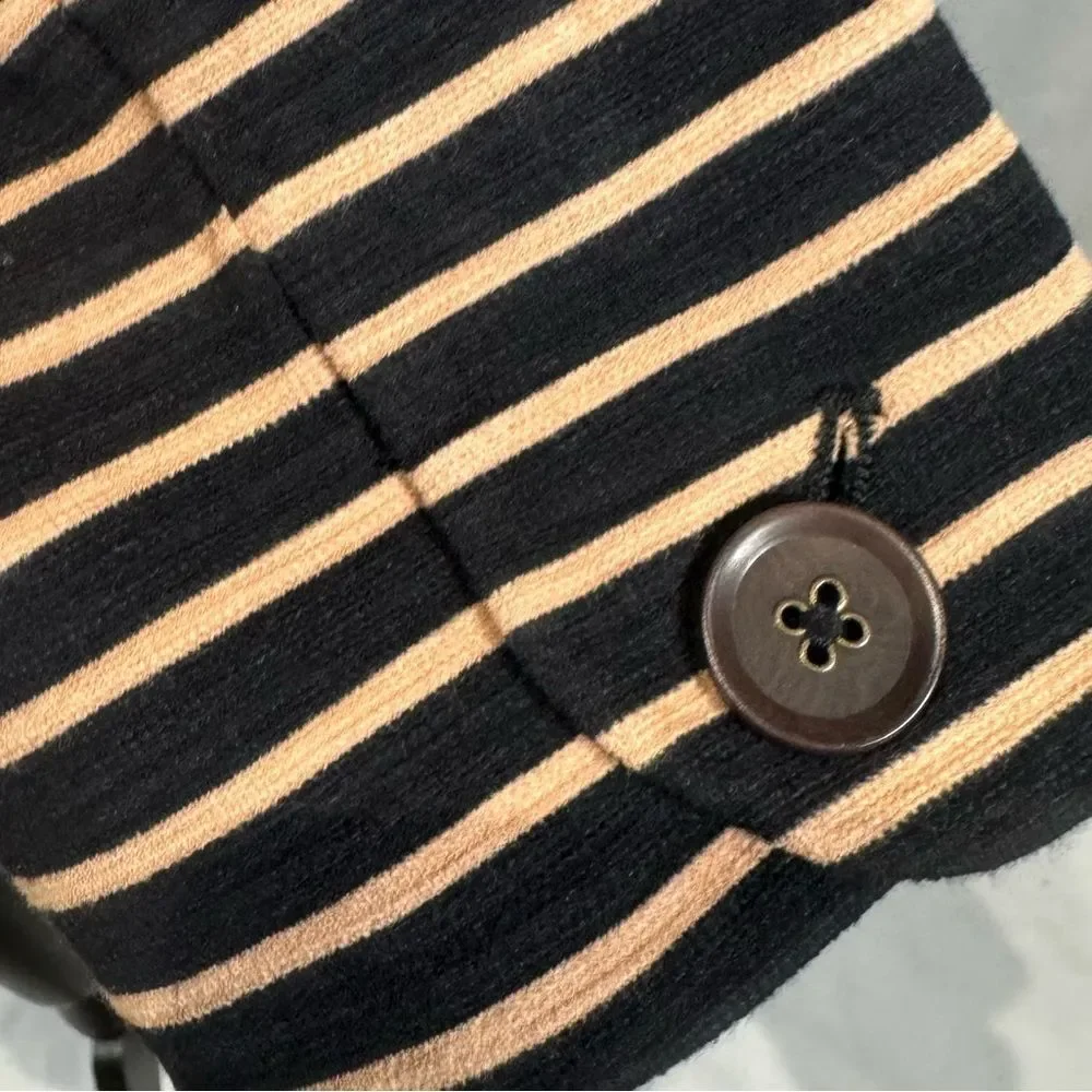 J.Crew Maritime nautical striped black and tan cotton blazer size medium